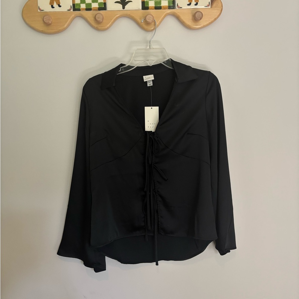 NWT Elegant Black Silky Top, A New Day, Size Small